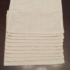Set/10 Made in India Placemats Cotton Pearl Beaded Edge Rect. Fancy Table Linen